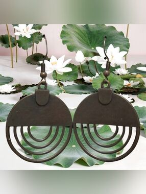 Bronze Boho Geometric Drop Earrings